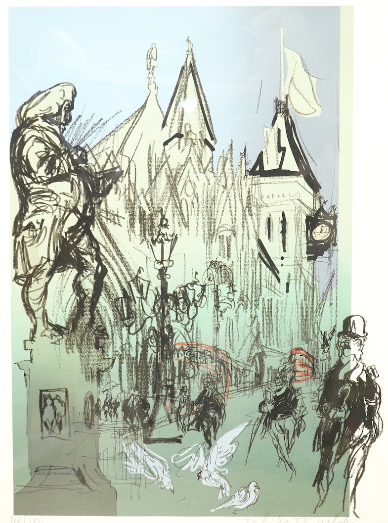 Feliks Topolski RA (Polish, 1907-1989), ‘The Law Courts’, signed in pencil, limited edition 48/250, screen print, 74 x 54cm
